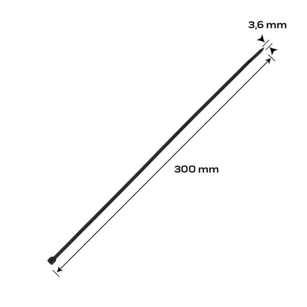 EXTREME nippusiteet 3,6 × 300 mm, musta, 100 kpl.