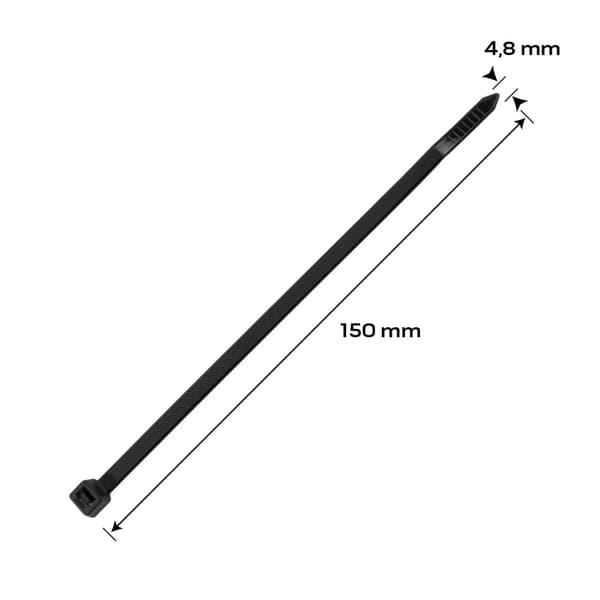 EXTREME nippusiteet 4,8 × 150 mm, musta, 100 kpl.