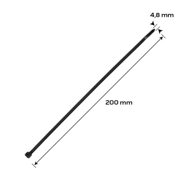 EXTREME kabelbindere 4,8 × 200 mm, sort, 100 stk.