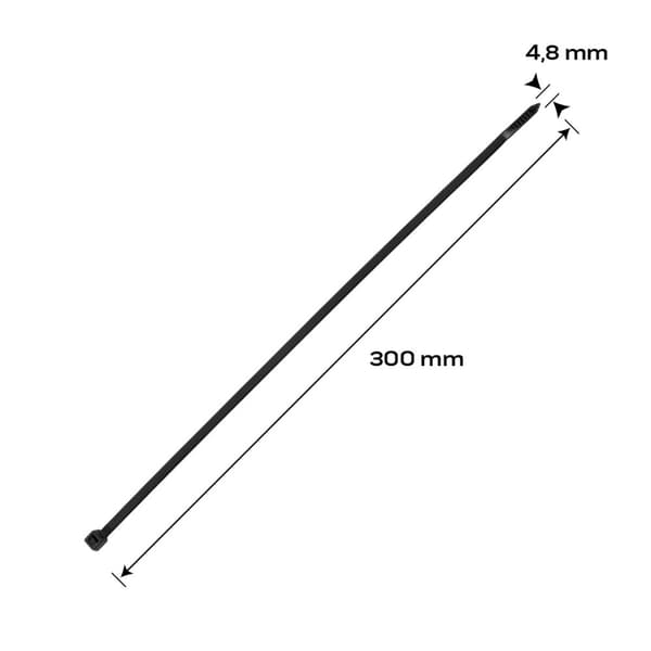 EXTREME kabelbindere 4,8 x 300 mm, sort, 100 stk.
