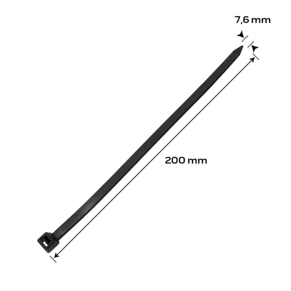 EXTREME kabelbindere 7,6 × 200 mm, sort, 50 stk.