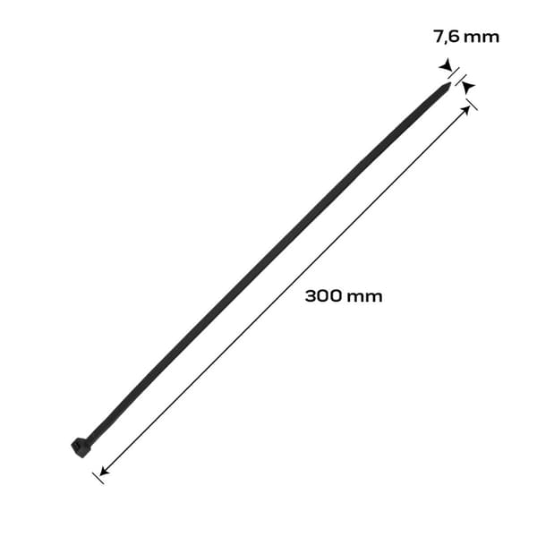 EXTREME nippusiteet 7,6 × 300 mm, musta, 50 kpl.