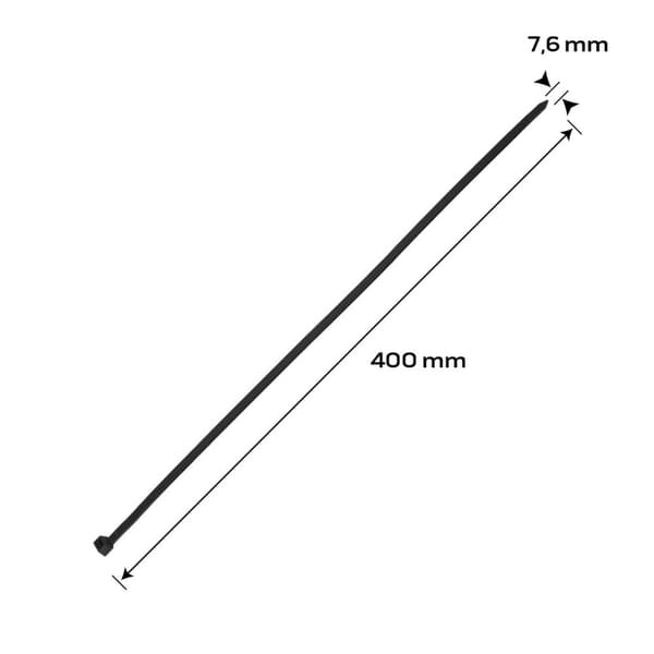 EXTREME buntband 7,6 × 400 mm, svart, 50 st.