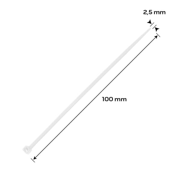 EXTREME nippusiteet 2,5 × 100 mm, valkoinen, 100 kpl.