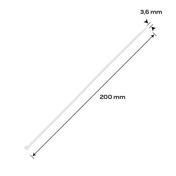 EXTREME nippusiteet 3,6 × 200 mm, valkoinen, 20 kpl.