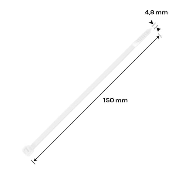 EXTREME nippusiteet 4,8 × 150 mm, valkoinen, 100 kpl.