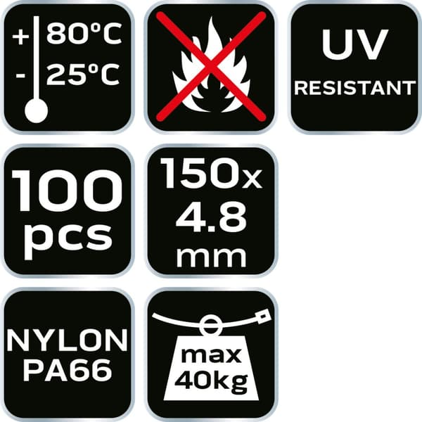 EXTREME buntband 4,8 × 150 mm, vit, 100 st.