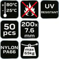 Miniatyrbild 1 av 10: EXTREME buntband 7,6 × 200 mm, vit, 50 st.