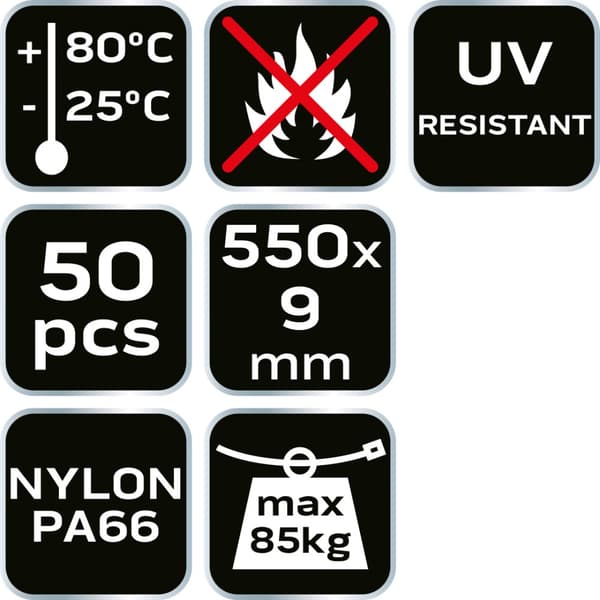 EXTREME buntband 9,0 × 550 mm, vit, 50 st.