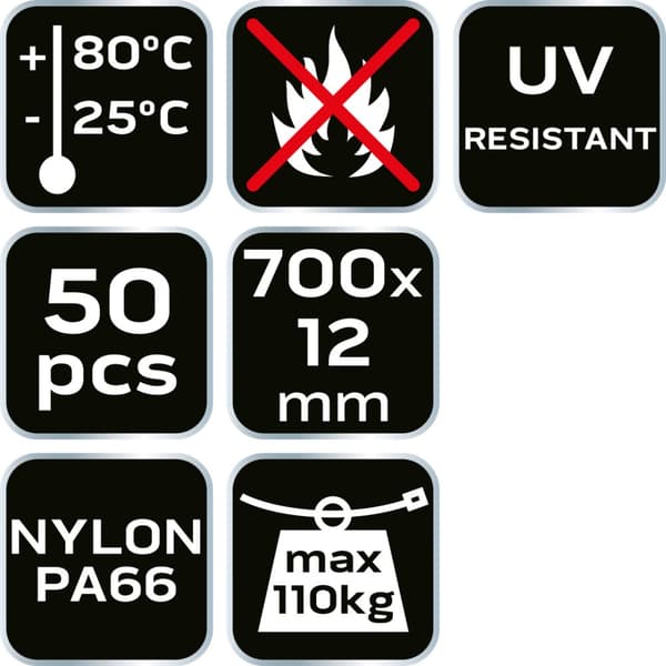 EXTREME kabelbindere 12,0 × 700 mm, hvid, 50 stk.
