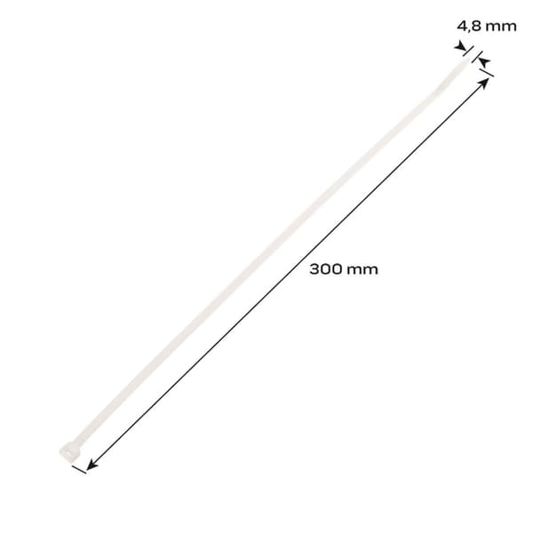 Buntband 4,8 x 300 mm, 75 st, vit