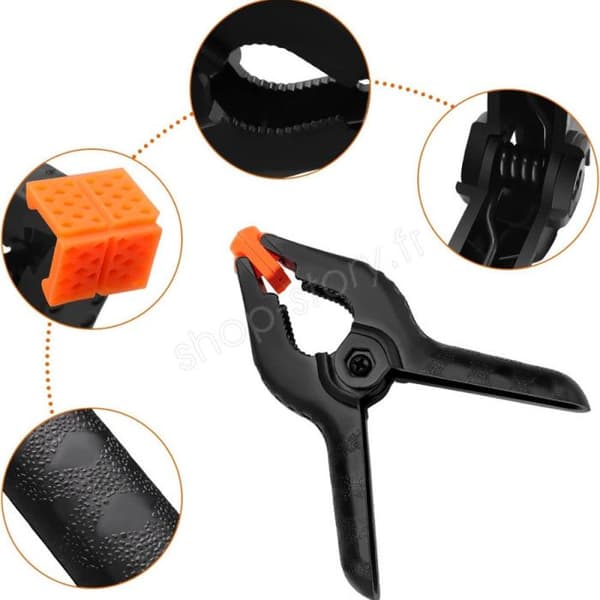 Fjädrande tänger - Icke specificerad - Förpackning med 4 - Hög hållfasthet nylon - Öppning 75mm - Ergonomiska