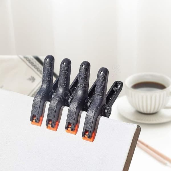Fjäderklämmor - Ej angivet - 4-pack - Höghållfast nylon - 100mm öppning - Ergonomiska
