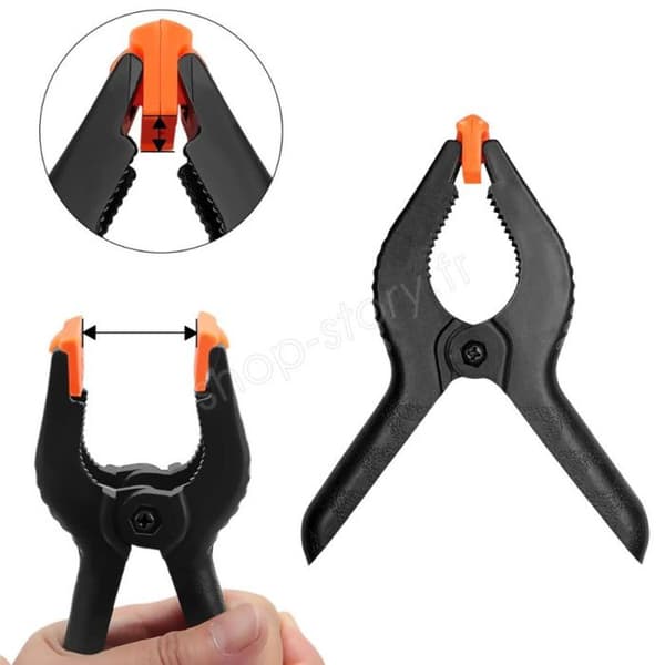 Vårklämmor - Ospecificerad - Förpackning med 4 - Hög hållfasthet Nylon - Öppning 50mm - Ergonomiska