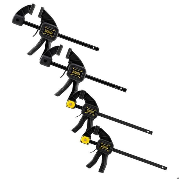 Set med 4 snabbklämmor - STANLEY - L 300 mm - M 150 mm - Ergonomiskt antisladdhandtag