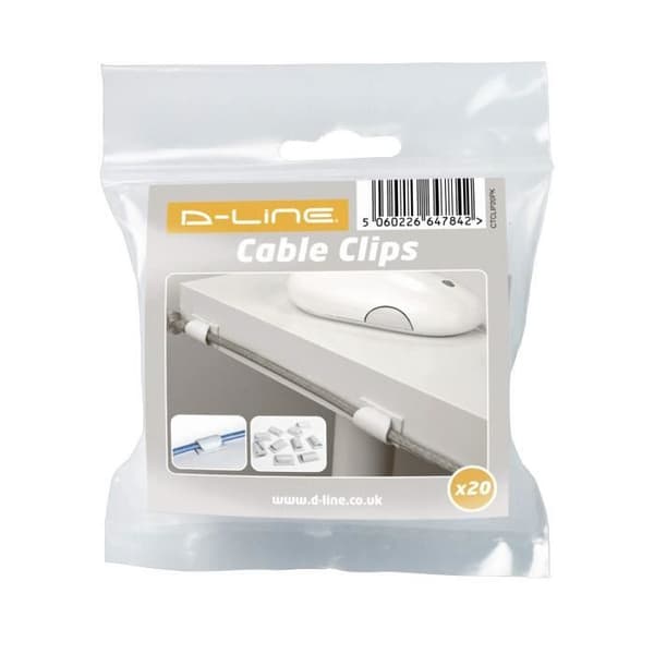 D-Line kabelklämmor - organisera dina kablar - buntband - vit, set med 20 delar - CTCLIP20PK