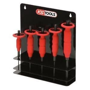 Set med 5 st KS TOOLS stiftstansar med stötdämpande handtag i kromvanadinstål