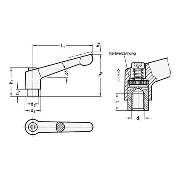 Justerbart spänne - Otto Ganter - GN 300 D - M10 - Stål