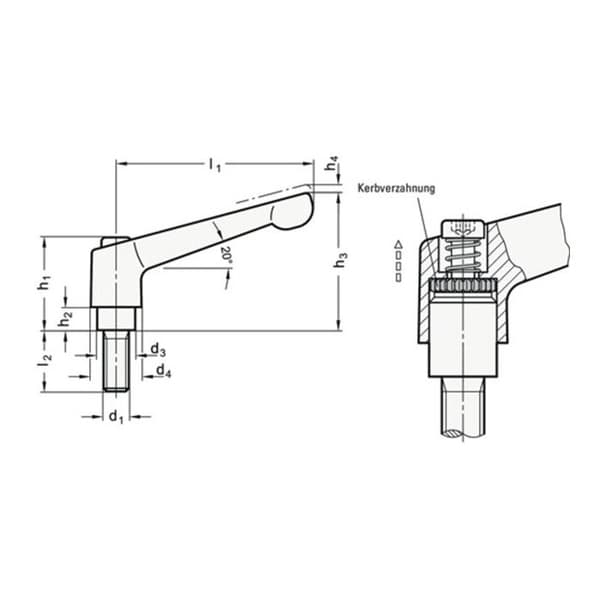 Justerbart spänne - Otto Ganter - GN 300 D - M10 - Stål