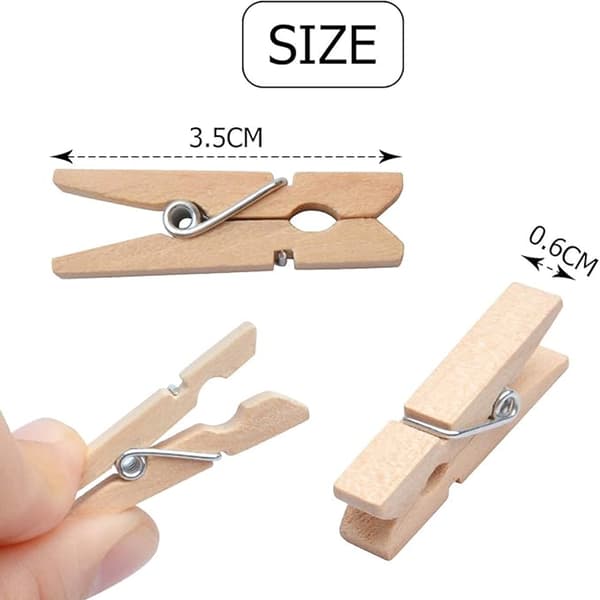 100 luonnonpuusta valmistettua klipsiä, koko 3,5 * 0,6 cm, sopivat askarteluun, koristemaalauksiin, häihin ja muihin tilaisuuksiin.