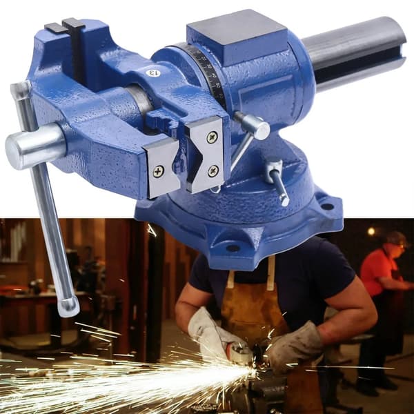 Högkvalitativ bänkpress, 360° rotation, hållbar gjutjärn, 100 mm öppningsbredd