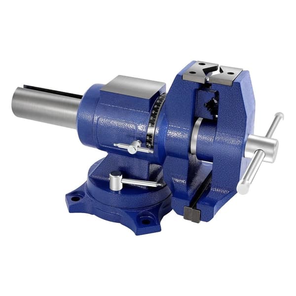 Heavy Duty Bænkv vise, 360° Rotation, Holdbart Nodulært Gussejern,Blå