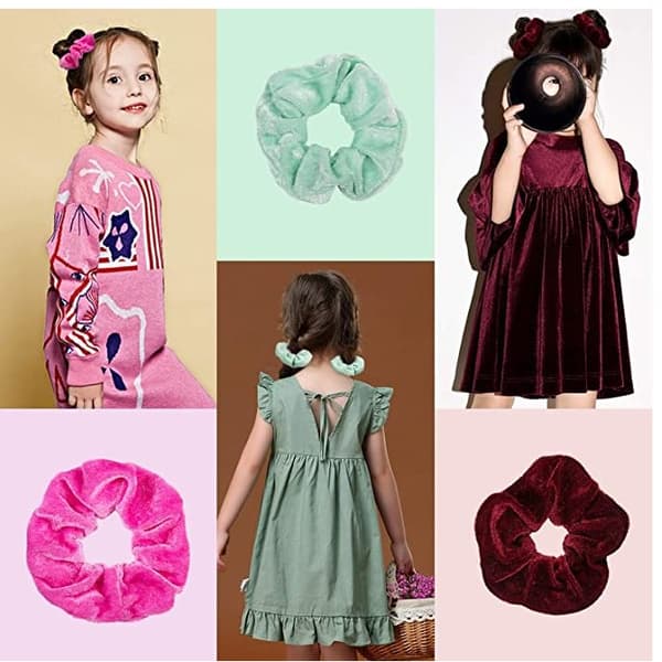 50'ers hår Scrunchies, fletninger hårbånd, Hårbånd MultiColor