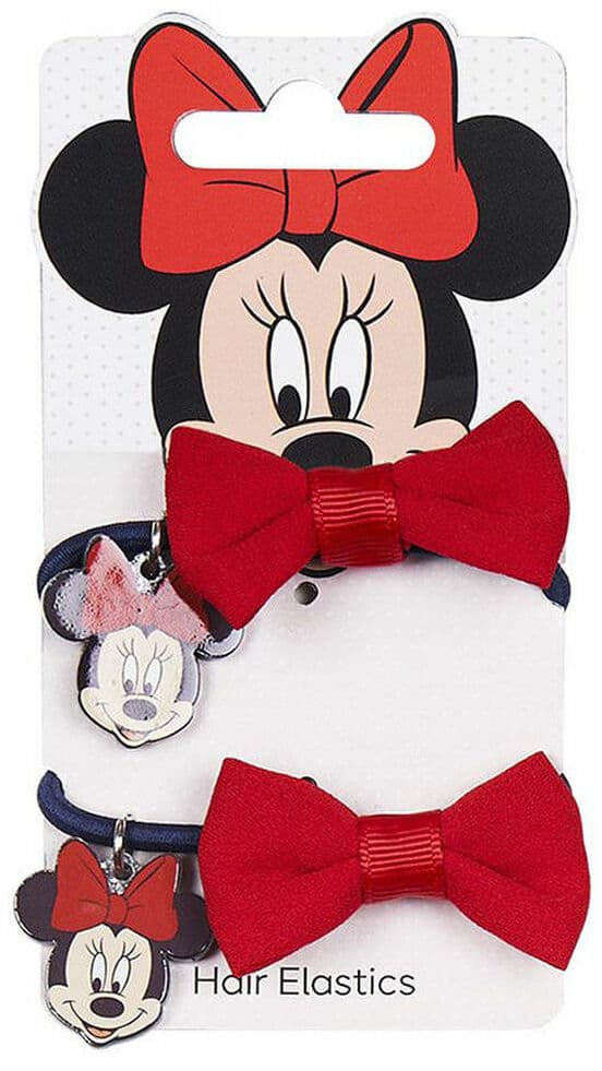 Rubber Hair Bands Minnie Mouse Red Blue Lasso 2 Units