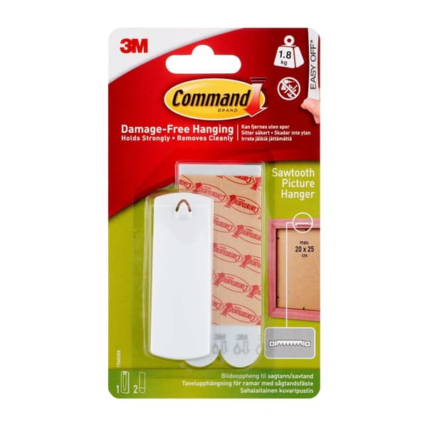 3M Command Stort Universal Billedophæng,, 1 ophæng, 2 store klæbestrips, metal