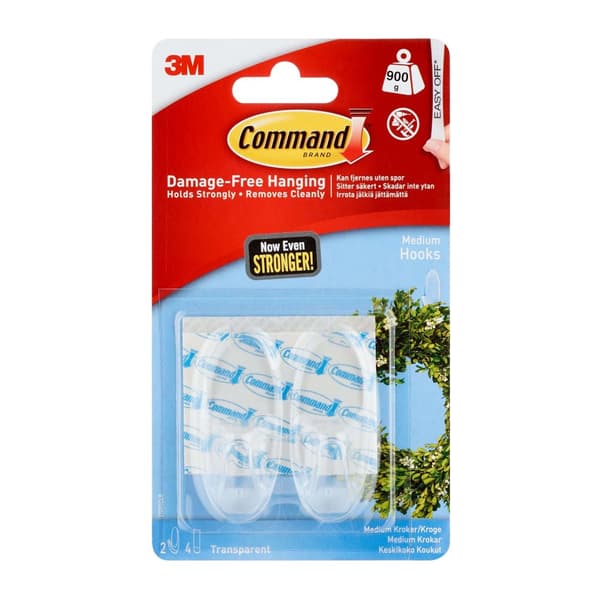 3M Command genomskinliga strips med Medium genomskinliga krokar