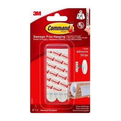 3M Command Store lim- og påfyllingsstrimler, hvit