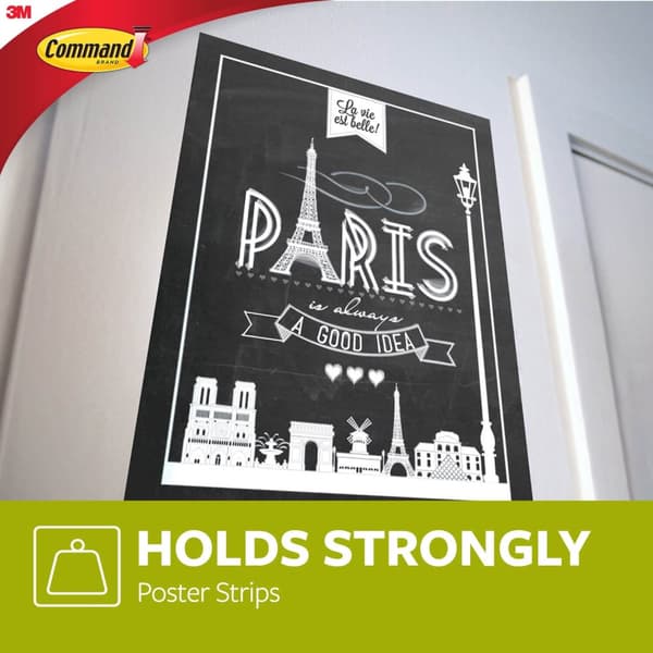 3M Command Poster Strips, 12 Strips, White