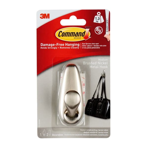 3M Command Brushed Nickel Forever Classic Small Metal Hook in