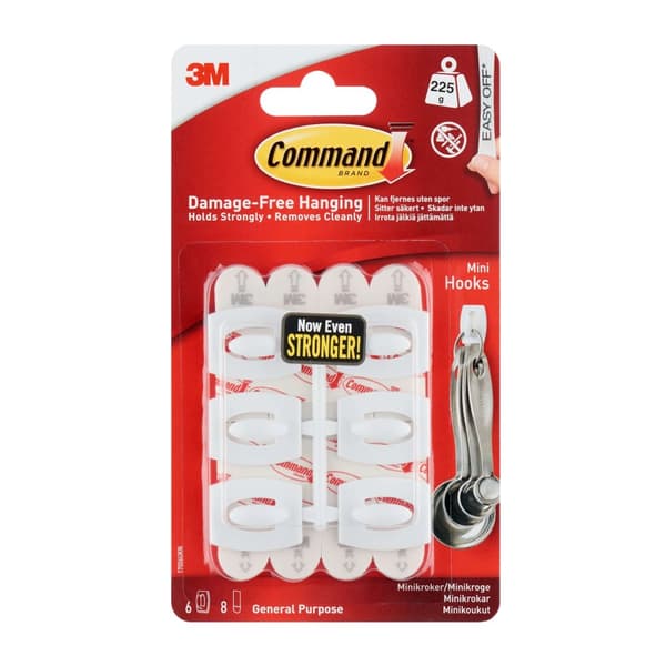 3M Command Mini Krokar, 6 st, Vit