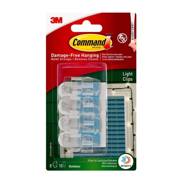 3M Command Outdoor Light Clips, gjennomsiktig