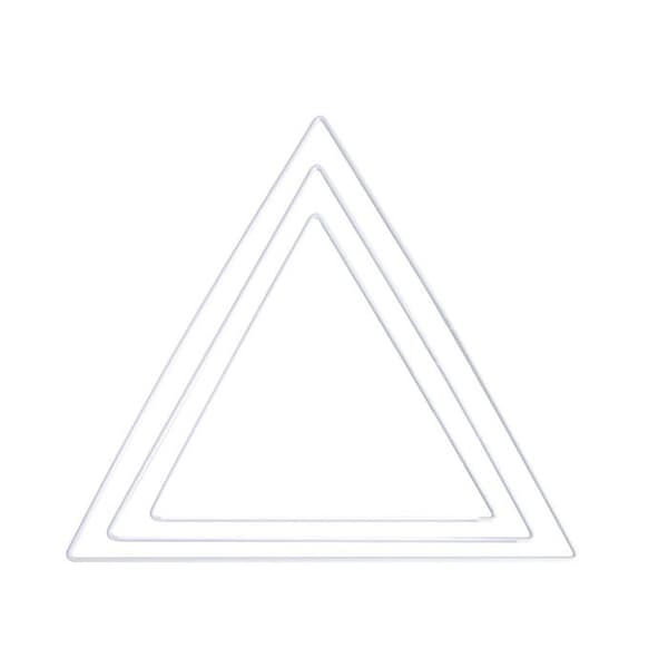 3 trianglar i vitt metall 20/ 25/ 30 cm