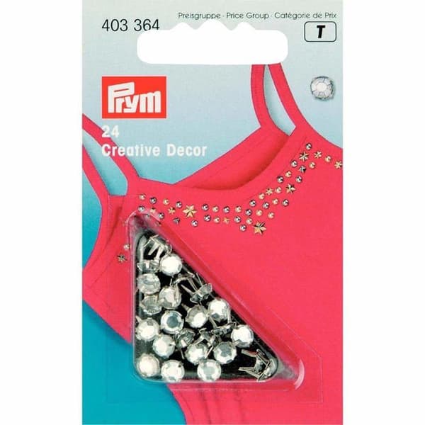 Syklammer - metallspänne - karbinhake - Prym-ring - PRYM403364-1 - Nitar (5 mm) med strass - 1 enhet