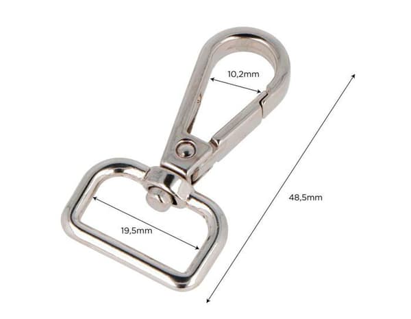 Innspiro - A15030301 - VELOX Mousqueton Rektangulärt Ring Zamak Nickel 19,50 mm 5u.