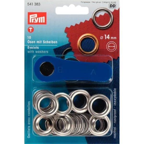 PRYM Öljetter + Brickor 14 mm Silver Mässing