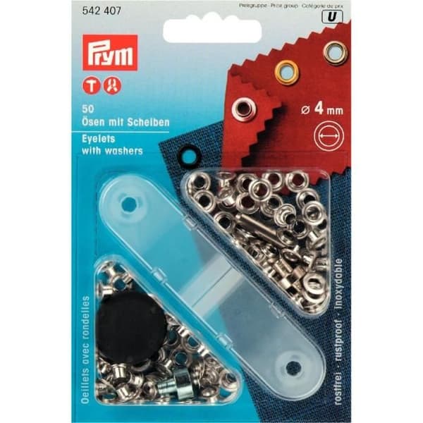 PRYM Öljetter+Brickor 4 mm Mässing Silver