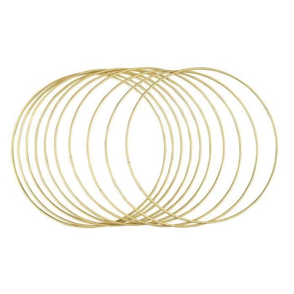 Metallringar, belagda, 25cm ø, guld, kartong 10st