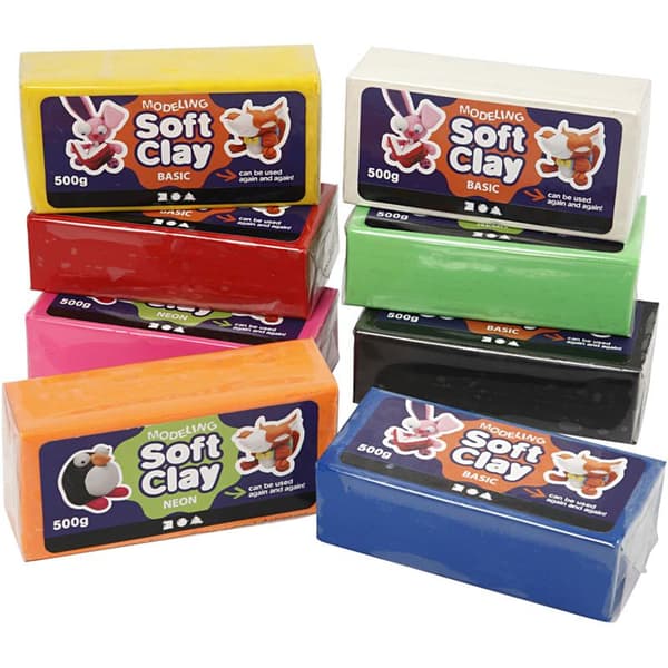 Soft Clay Modellera - 8 st Färger - 24 x 500 g