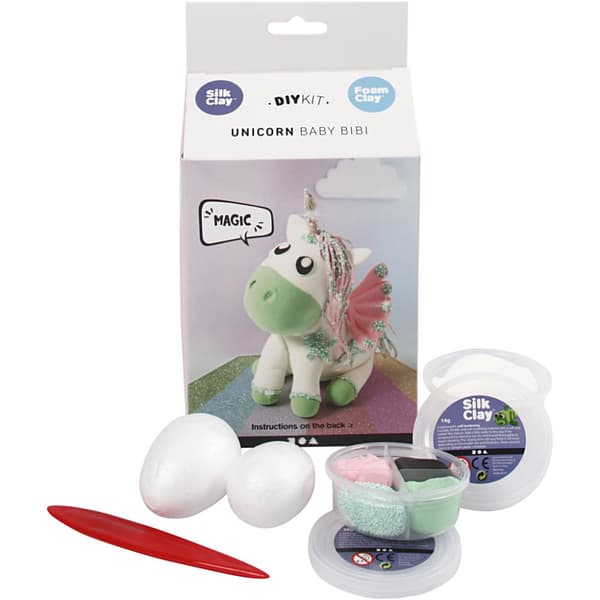 DIY Funny Friends Modeller - Enhörning Grön - Silk Clay Lera