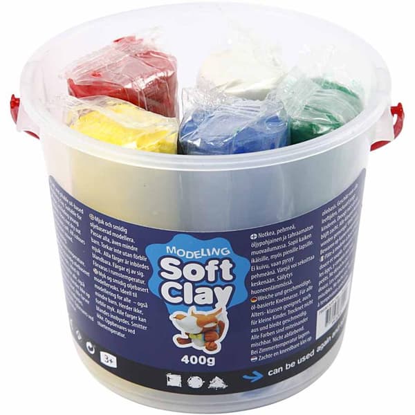 Soft Clay modellera - 5 st Basfärger - 400 g