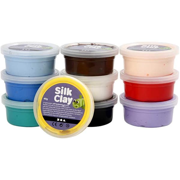 Silk Clay Mixade färger - Basic 1 - 10 st burkar á 40 gr