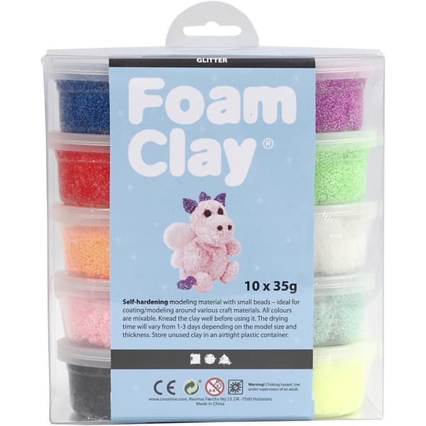 Foam Clay - Mixade färger - Glitter - 10 x 35 g