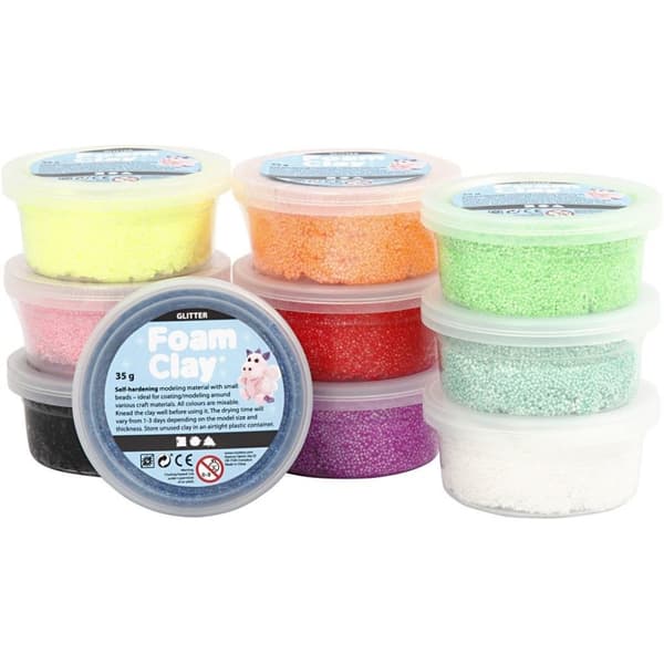 Foam Clay - Mixade färger - Glitter - 10 x 35 g