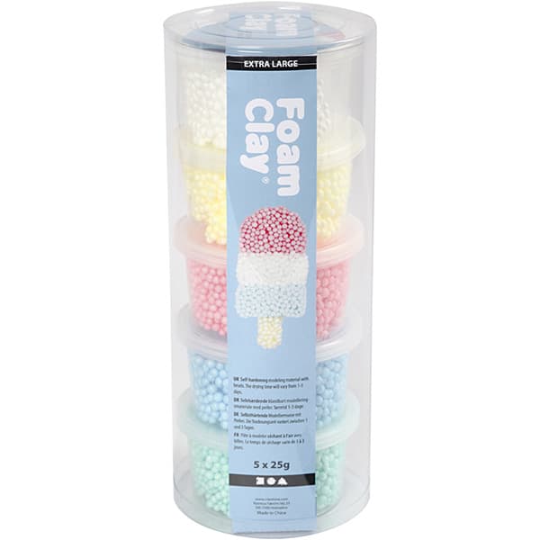 Foam Clay XL - Pastellfärger - 5 Burkar