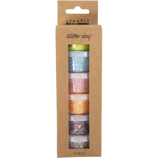 Glitter Clay Lera - Pastellfärger - 6 Färger x 20 ml