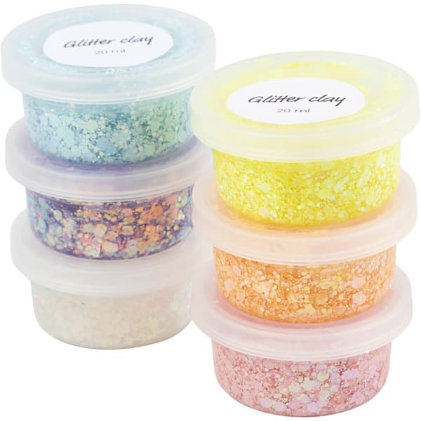 Glitter Clay Lera - Pastellfärger - 6 Färger x 20 ml